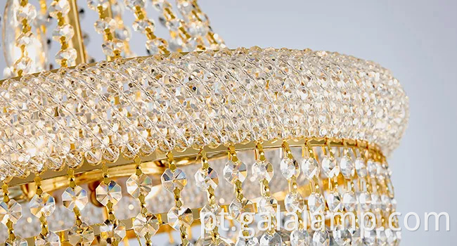 Lustre de hall de cristal de ouro elegante - luminária de luminária pendurada no teto contemporâneo